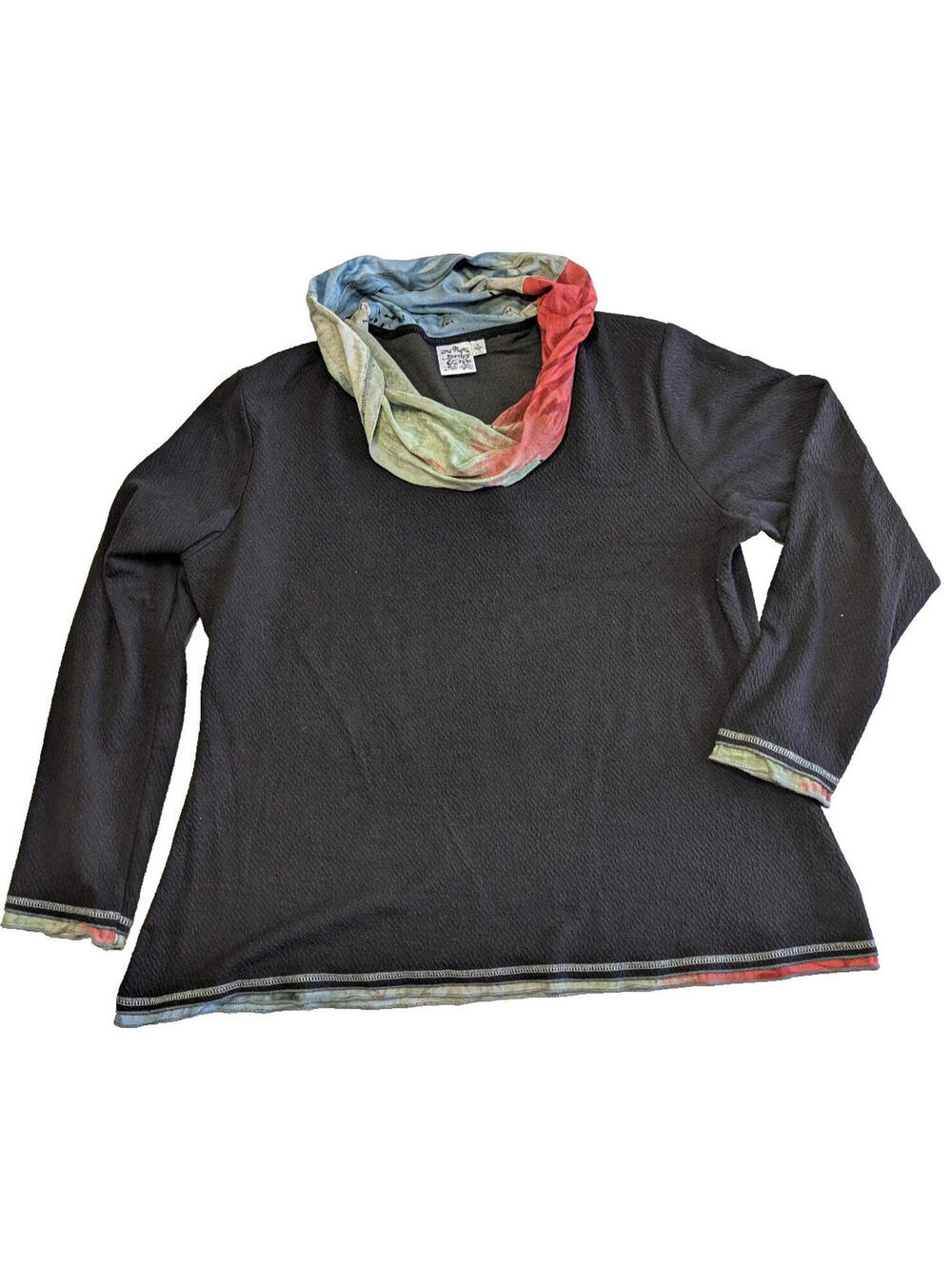 Parsley and Sage Women's Shirt Top Black Cowl Art to Wear Lagenlook, Large